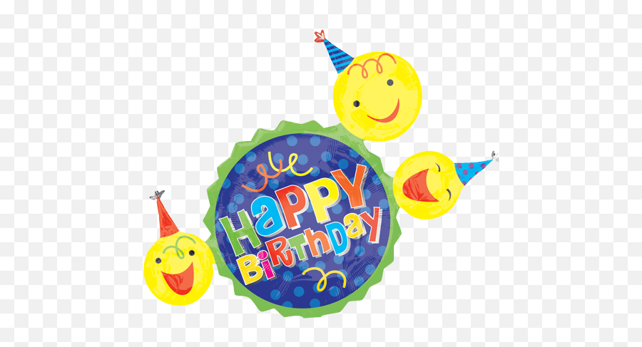 36 Happy Birthday Smiley Faces Supershape Foil Balloon - Happy Emoji,Happy Birthday Smiley Emoticon