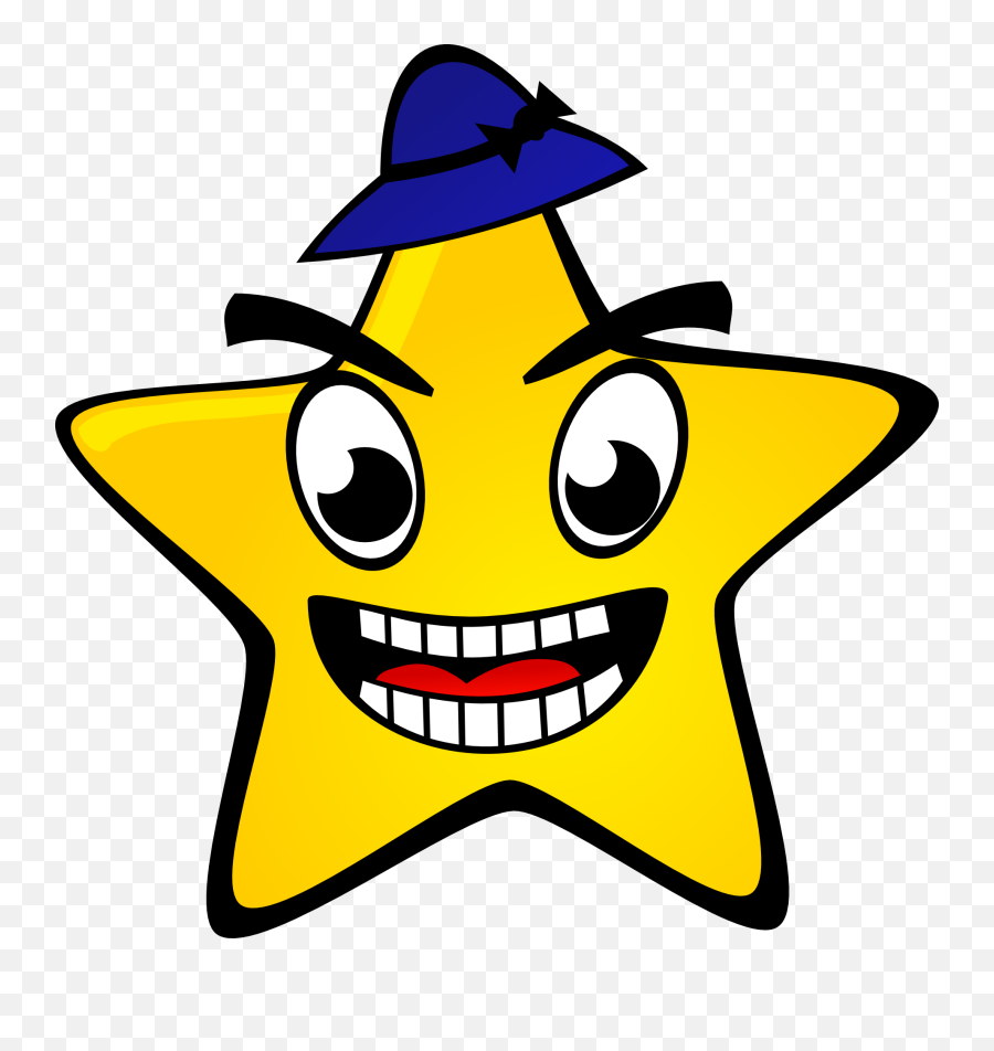 Starry Night Star By Nicubunu Happy Stars And Moon For A Sky - Funny Star Clipart Emoji,Night Emoticon