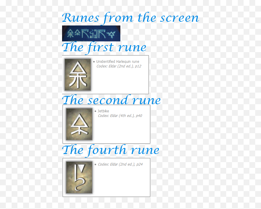 Usage Of The Eldar Runes In Eternal Crusade Analysis - Harlequin Eldar Runes Emoji,Warhammer Eldar Farseer Emotions