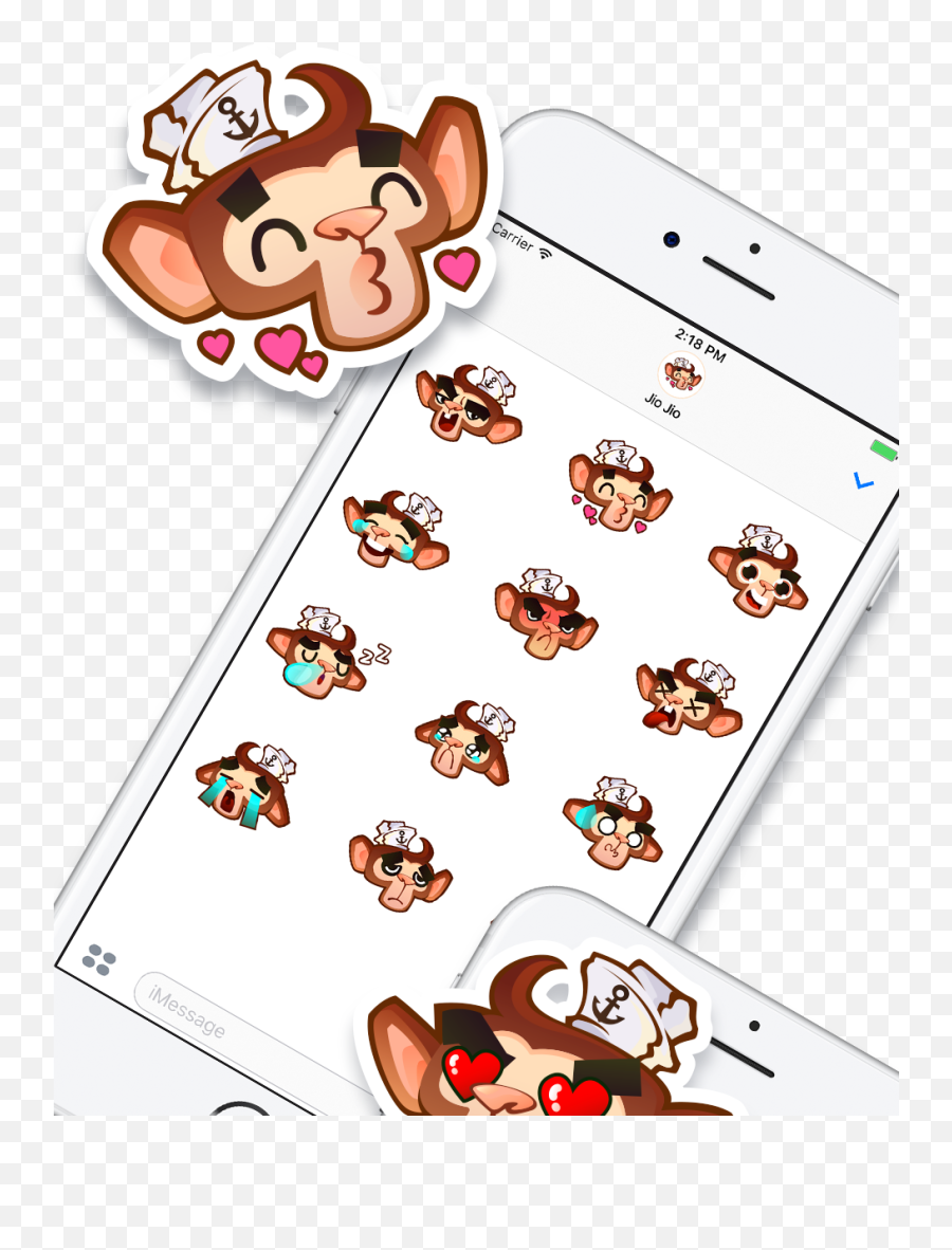 Jiojio Stickers For Imessage On Behance - Portable Communications Device Emoji,Pictures Of Cute Emojis Of Alot Of Monkeys