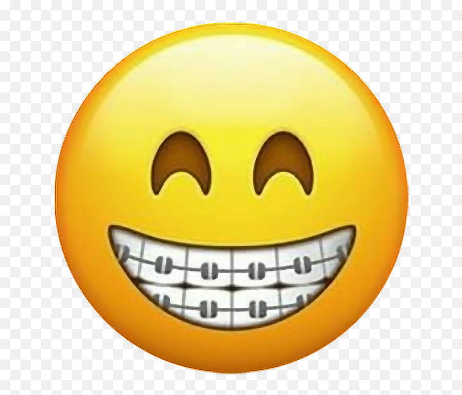 Download Hd Smiling Emoji With Braces - Smile With Braces Emoji,Braces Emoji