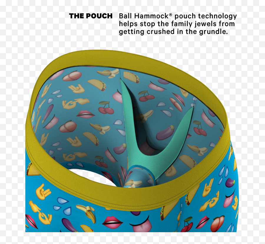 The Innuendo Emoji Ball Hammock Pouch Underwear,Blue Food Emoji