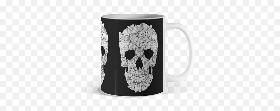 Domestic Cat Mugs Design By Humans - Skull T Shirt Emoji,Flower Vs Footprints Skull Emoji