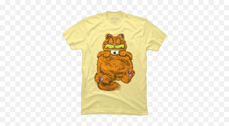 Yellow Cat T - Shirts Design By Humans Blue Emoji,Lazy Anime Cat Emoticon