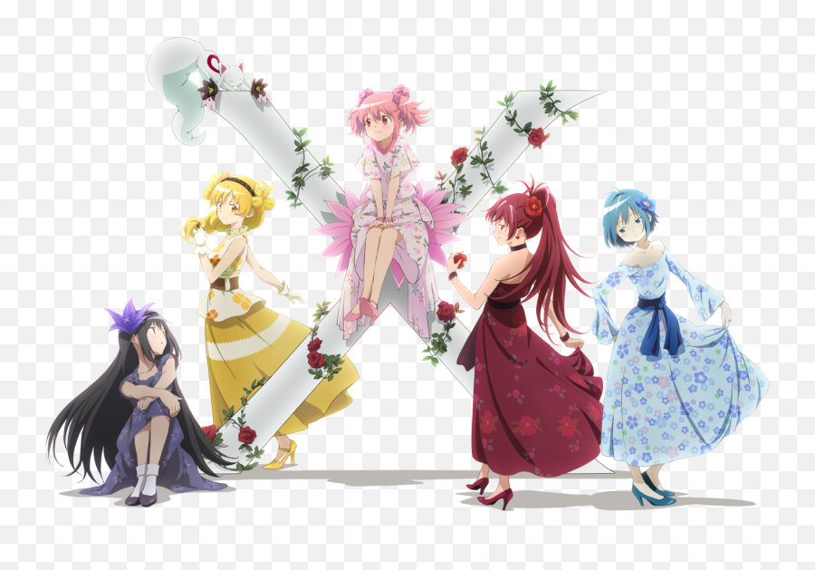 Akemi Homura Kaname Madoka Miki Sayaka Sakura Kyouko - Mahou Shoujo Madoka Magica 10th Anniversary Emoji,Madoka Magica Kyubey Emoticon