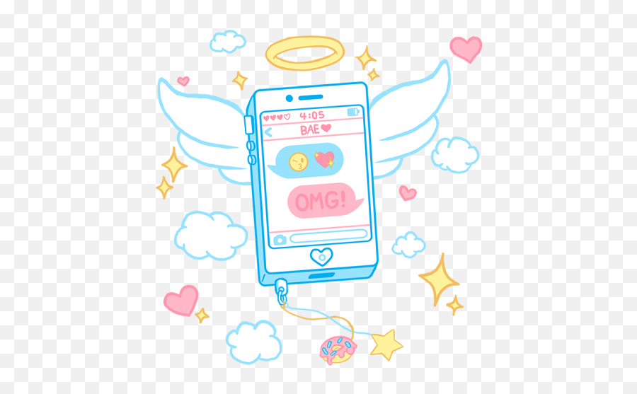 Phone Illustration Drawing Kawaii Sticker By Loli - Kawaii Emoji,Kawaii Star Emojis