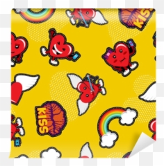 Wall Mural Valentines Day Love Emoji Patch Seamless Pattern,Vday Emojis