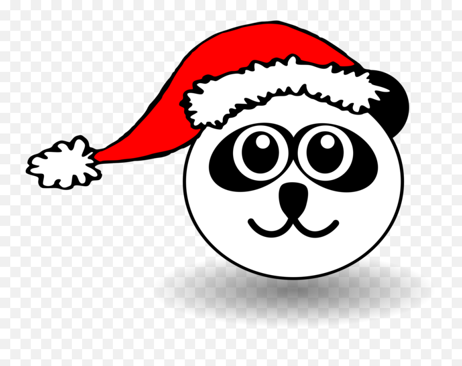 Santa Panda Clip Art At Clkercom - Vector Clip Art Online Black And White Santa Claus Hat Cartoon Emoji,Walrus Emoticon