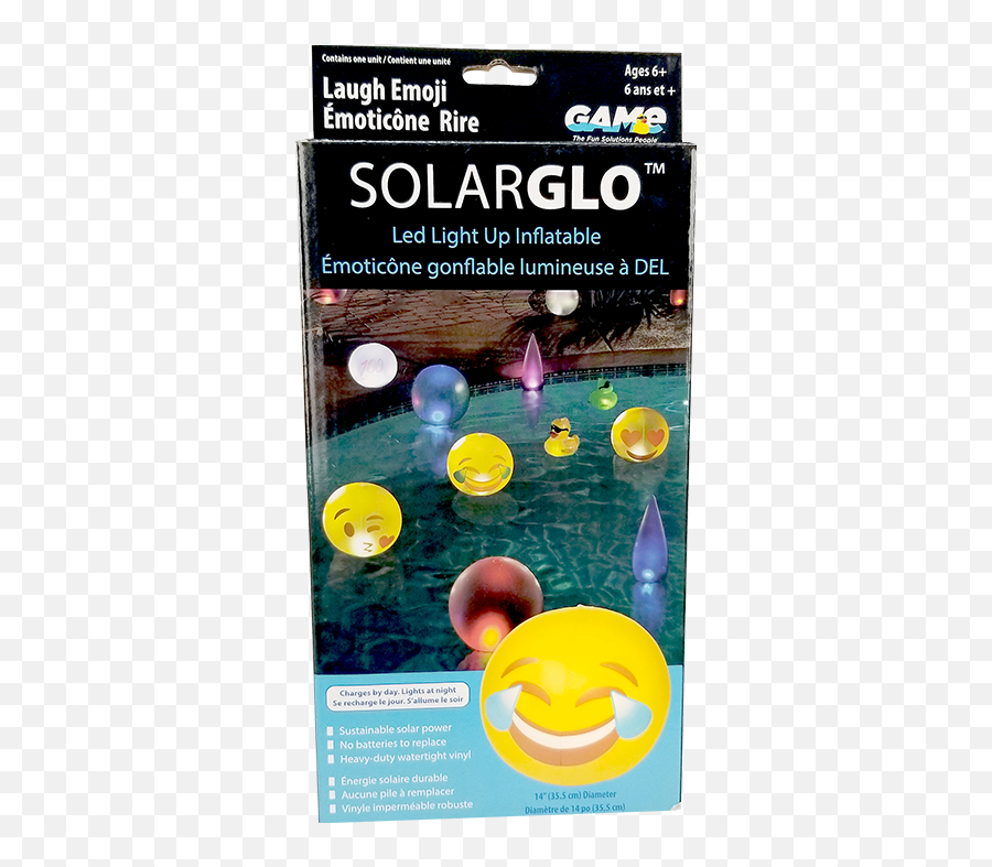Solarglo Solar Light Floating Emoji Laughter Emoji Pool - Happy,Emoji Covers