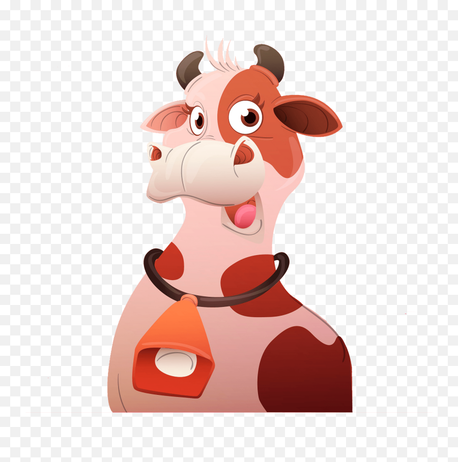 Cartoon Cow With A Bell Clipart - Animal Figure Emoji,Emoji Cow Bell