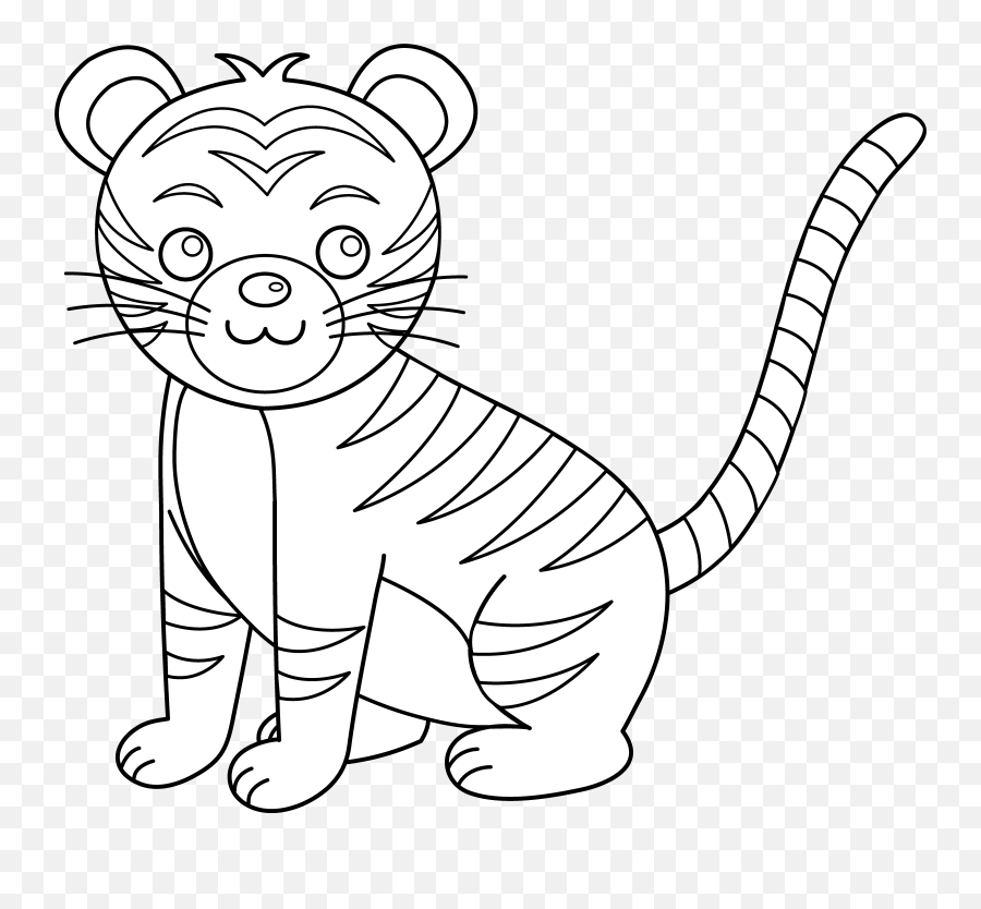 Orange Clipart Coloring Orange - Cute Tiger Clipart Black And White Emoji,Printable And Colorable Pictures Of Emojis