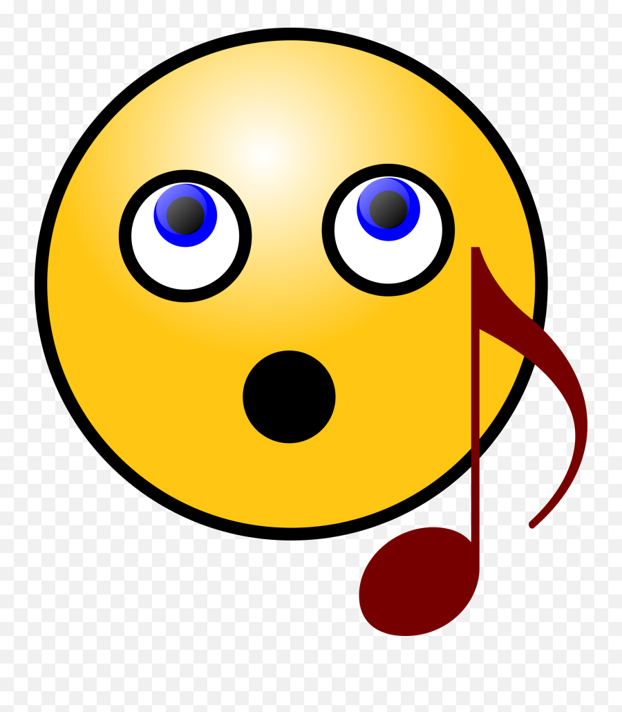 Singing Smiley And Music Note Sign - Singing Face Clipart Emoji,Crazy Emoji