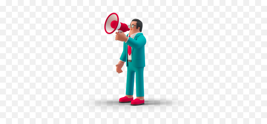 Premium Businessman Announcing In Megaphone 3d Illustration Emoji,Megaphbone Emoji