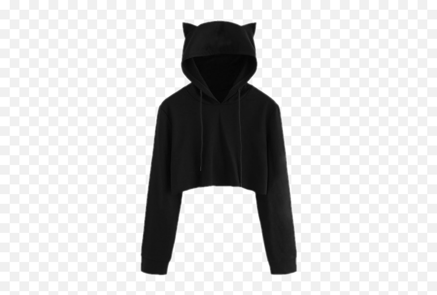 Hoodie Black Cat Clothes Cloth Sticker - Crop Black Hoodie For Girls Emoji,Black Emoji Hoodie