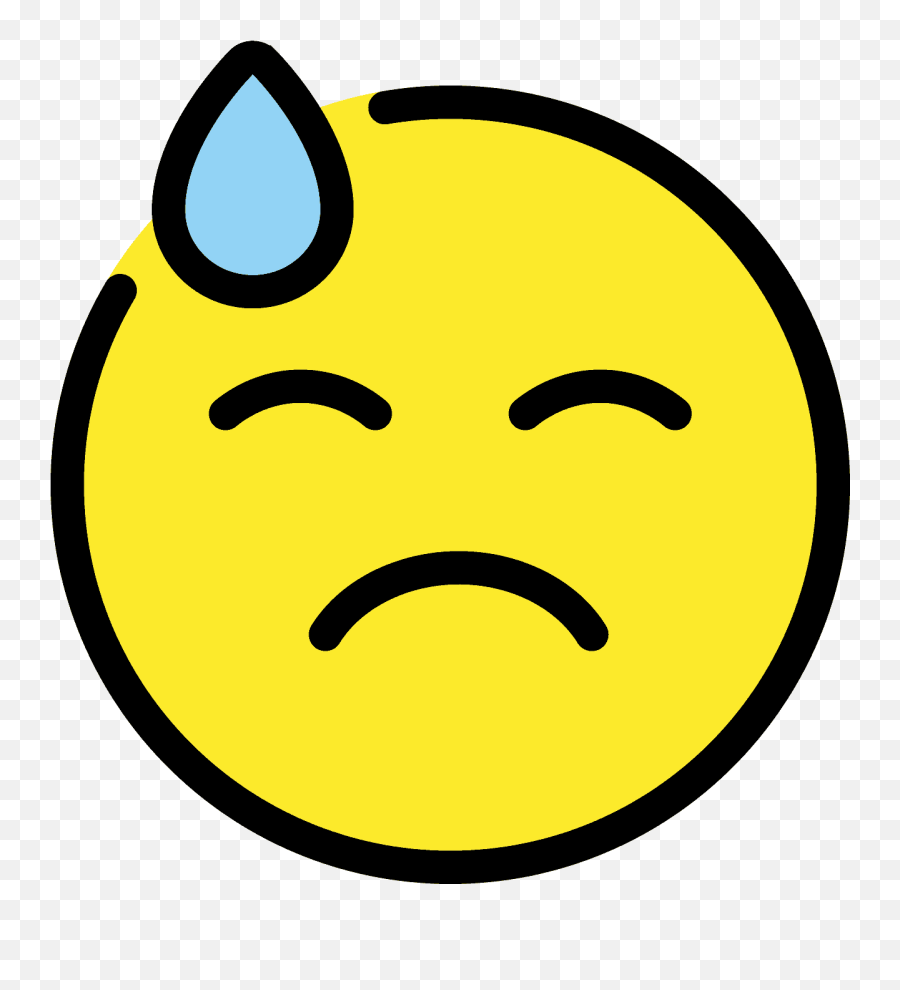 Downcast Face With Sweat Emoji Clipart - Smiley,Sweat Emoji Png