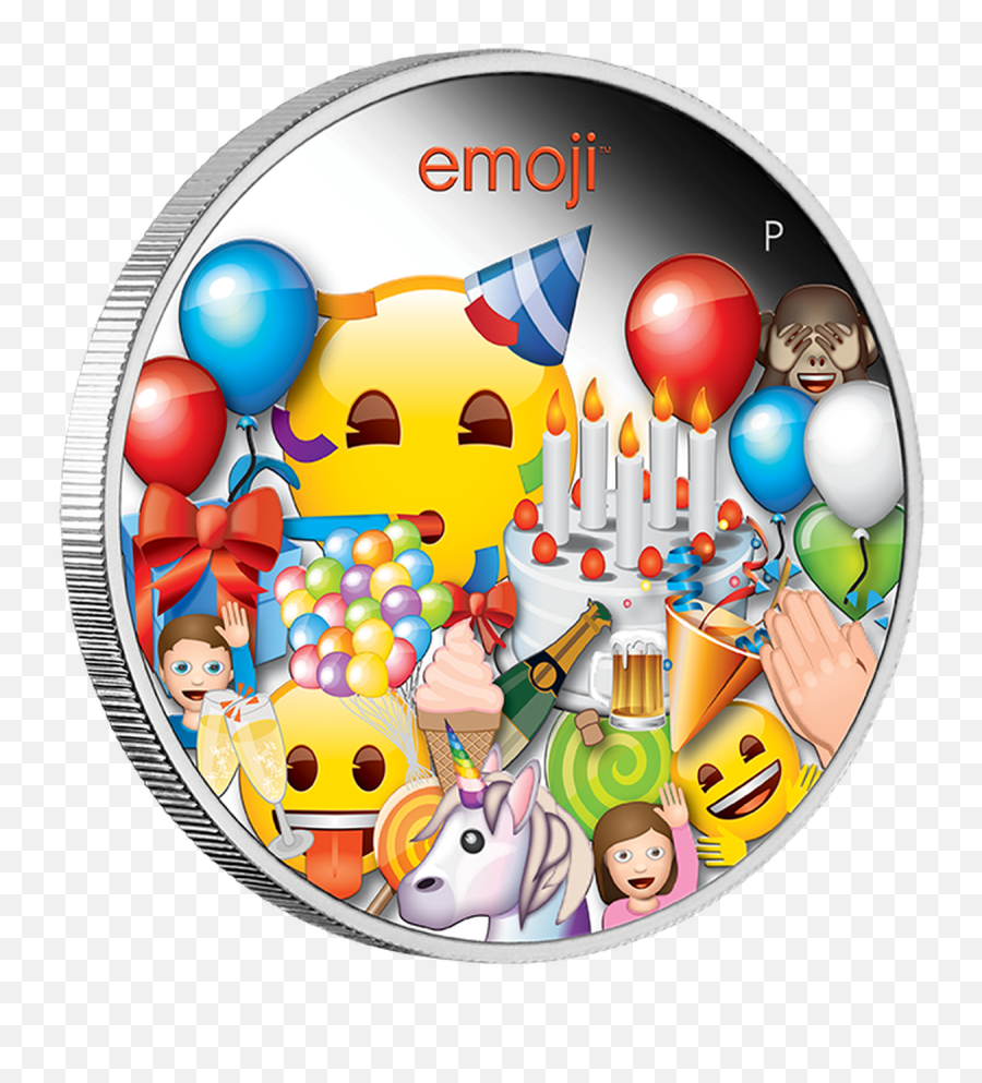 2020 1 Oz Tuvalu Emoji Celebration 9999 Silver Proof Coin Lpm - Silver,Relief Emoji