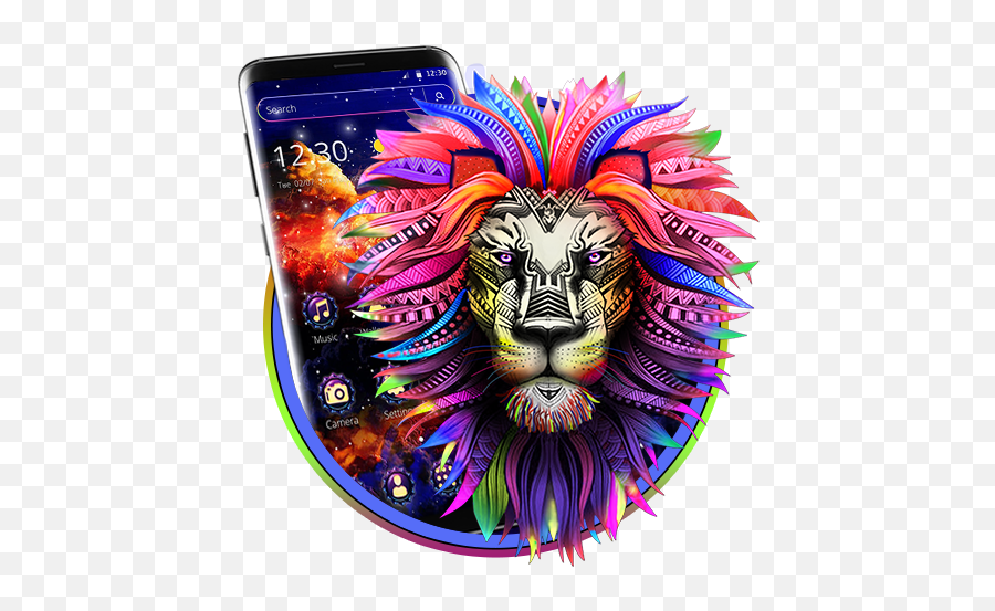 Amazoncom Neon Colorful Lion Theme Apps U0026 Games - Colorful Lion Png Emoji,Emoji Iphone Lion Face