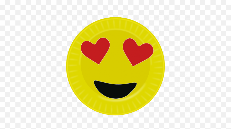 10x Emoji Heart Shaped Eyes Disposable Strong Heavy Duty Paper Plates,Tag Emoji