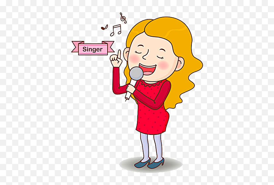 Microphone Woman Singing Cartoon - Woman Singing Cartoon Png Emoji,Microphone Girl Hand Music Emoji