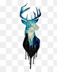 Reno Bosque Acuarela Blue Sticker - Cool Deer Art Emoji,Acuarela Emojis