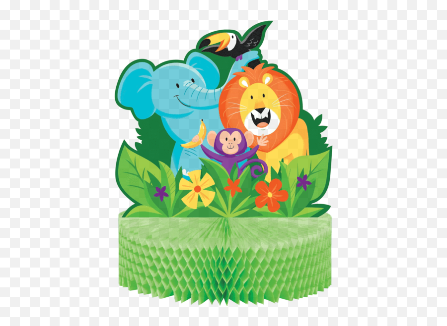 Jungle Safari Centerpiece 1 Ct Party Supplies Tablecovers - Safari Jungle Theme Birthday Party Centerpeice Emoji,Emoticon Paddling