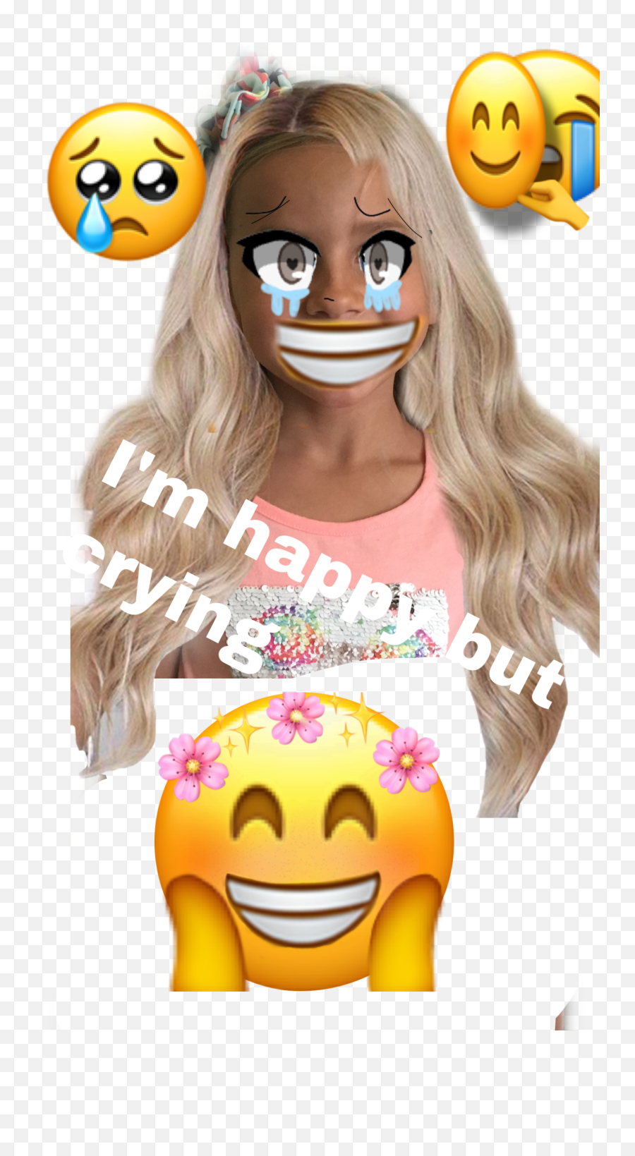 Im Crying But Im Happy Sticker - Happy Emoji,Im Done Crying Emoji
