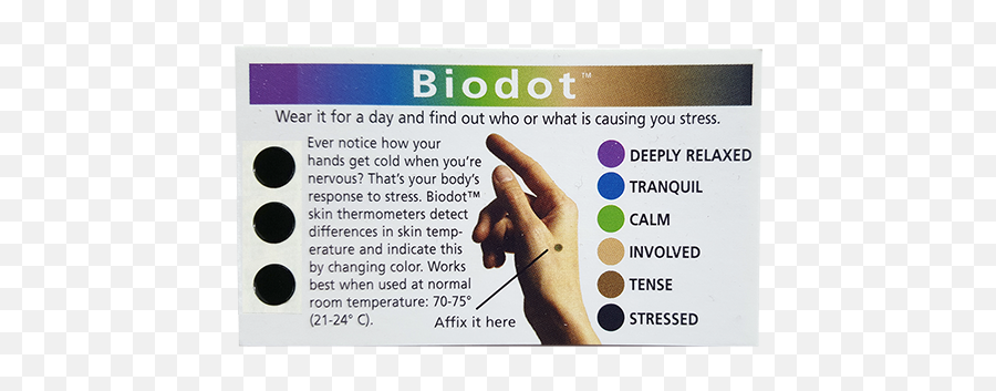 Biodots For Stress Stress Testing Cards Stress Survival - Biodot Skin Thermometers Emoji,Body Image Emotion Heat