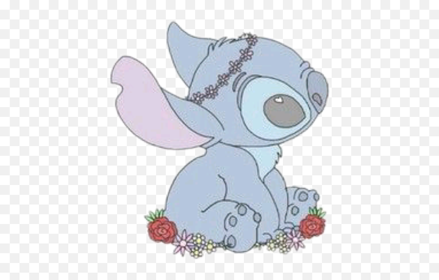 Stitch Kawaii Flowercrown Sticker By Sarah Emoji,Stitching Emojis