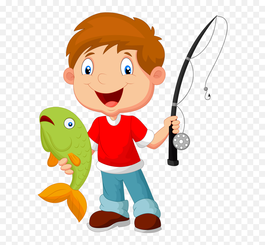 Cute Kid Boy Fishing Sticker - Clipart Fishing Emoji,Boy Fishing Pole Fish Emoji