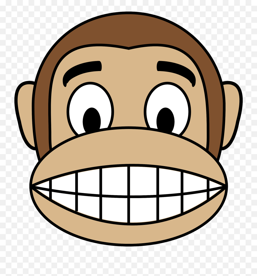Smiling Monkey Face Showing Teeth Clipart Free Download - Monyet Kartun Emoji,Teeth Emoji