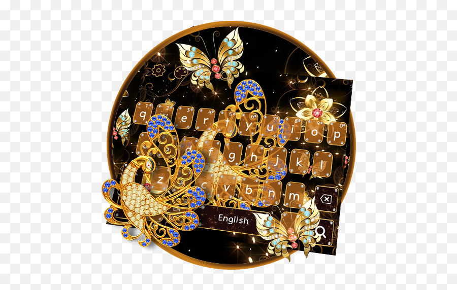 Golden Peacock Diamond Keyboard Theme - Decorative Emoji,Which Emojis Are Diamond Box