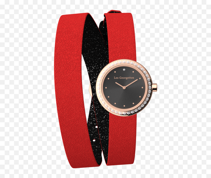 Black Glitter Red Wraparound Watch Rose Gold Finishes - Watch Strap Emoji,Mood Color Changing Watch By Emotions Clock