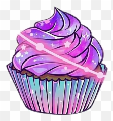 Kawaii Sticker - Kawaii Galaxy Cupcake Transparent Cartoon Emoji,Purple Emoji Cupcakes