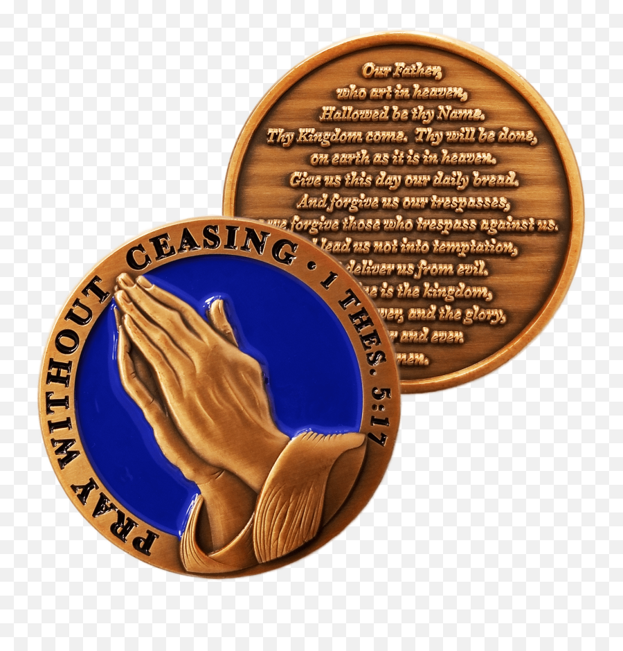 Prayer Christian Challenge Coin - Vintage Catholic Jesus The Prayer Gold Pendant Emoji,Praying Emoticon Forfacebook
