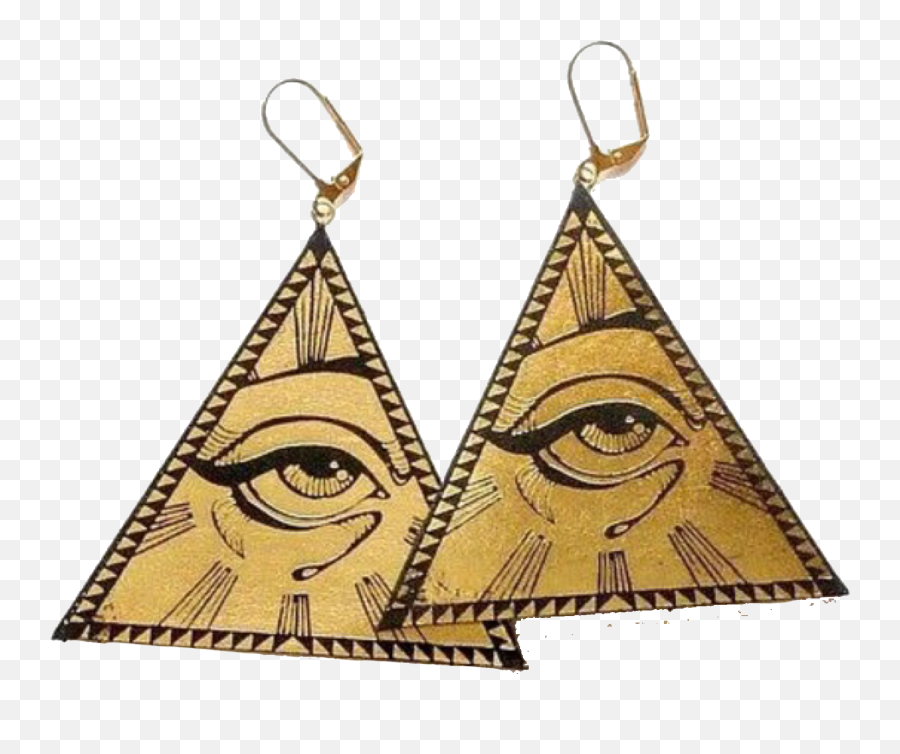 Pyramid Earring Eye Earrings Gold Leather - Solid Emoji,Emoji Earrings