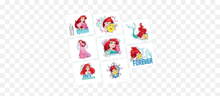 Little Mermaid Party Tattoos Pk8 Just Party Supplies Nz - Fictional Character Emoji,Little Mermaid Emoji