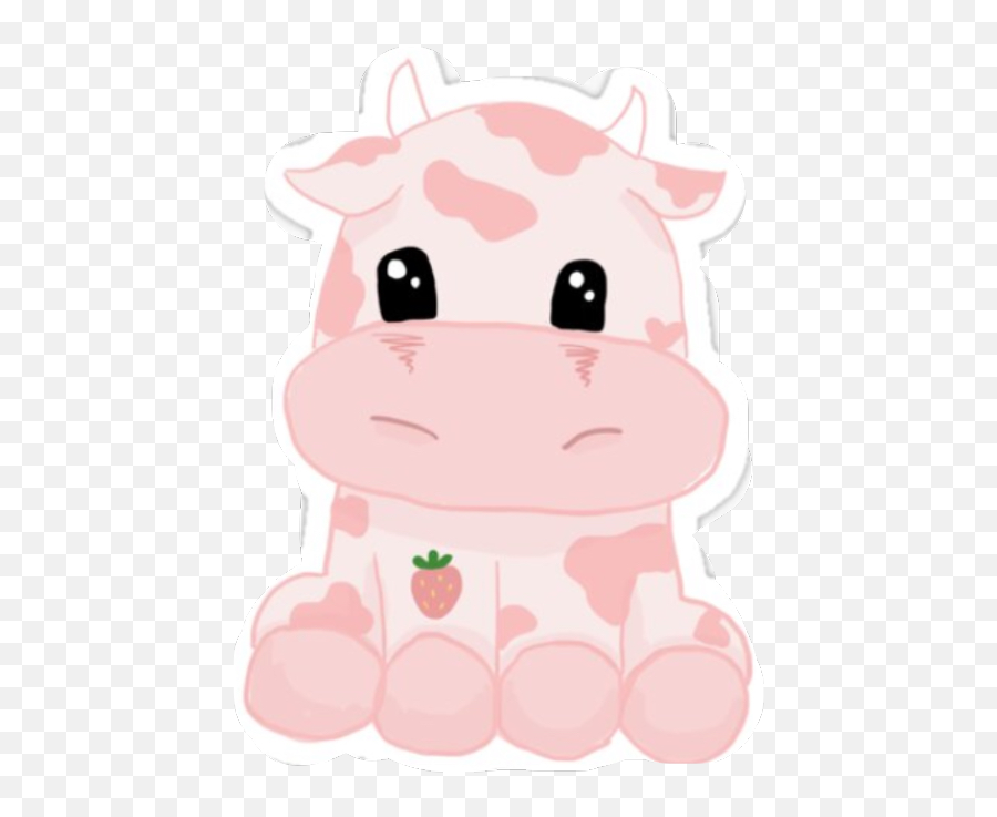 Cute Stickers - Strawberry Cows Emoji,Cute Little Cow Emoticon