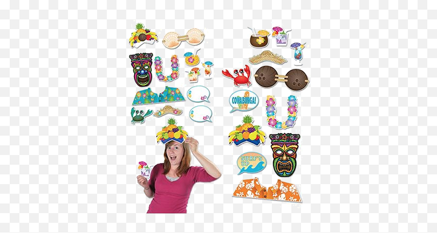 Luau Photo Booth Cut - Outs Pk12 Just Party Supplies Nz Photo Booth Emoji,Emoji Photo Booth