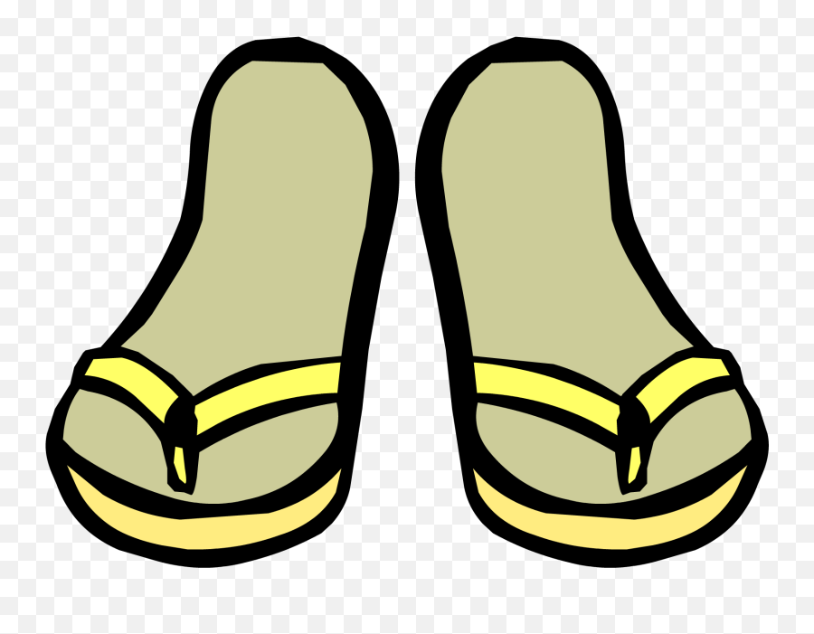Sandal Clipart Yellow Shoe - Club Penguin Flip Flops Png Emoji,Flip It Emoticon