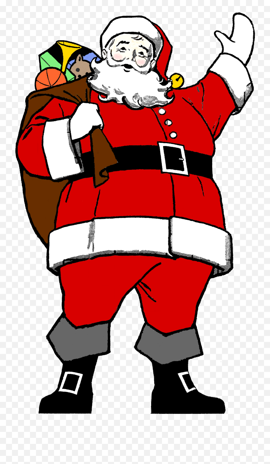 Santa Clipart Black And White Santa - Big Santa Claus Drawing Emoji,Black Santa Emoji