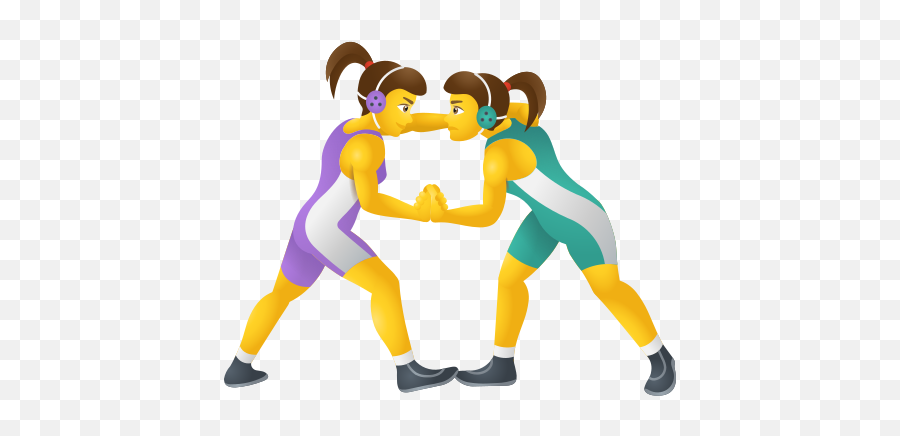 Women Wrestling Icon - Wrestling Icon Emoji,Emoji With Yellow Fire And A Women