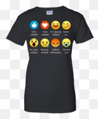 I Love Softball Emoji Emoticon Graphic Tee T - Shirt,Emoticon Small Gray