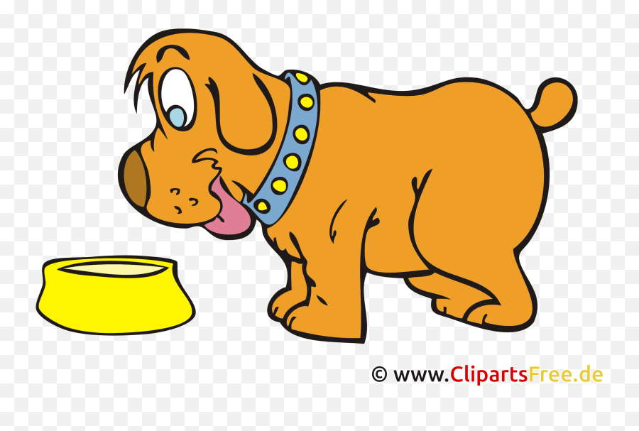 Dog With Bowl Clipart Image Cartoon Graphic For Free - Hund Clipart Emoji,Clipart Emoticons Thank You