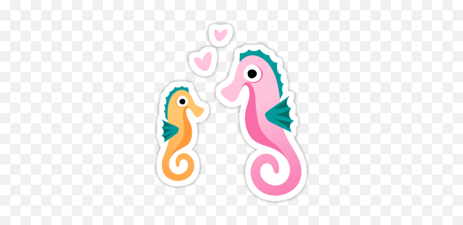Cute Cartoon Seahorse And Heart Stickers Fun Stickers - Girly Emoji,Seahorse Emoji