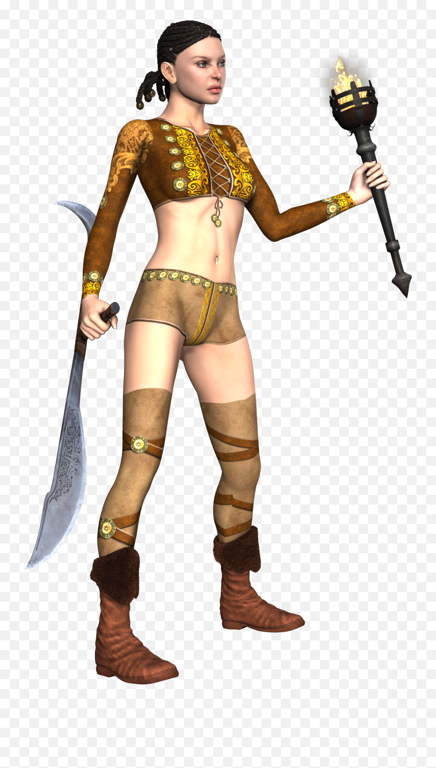 Girl Warrior Weapon Fantasy 3d Drawing Free Image Download Emoji,Warrior Emotion