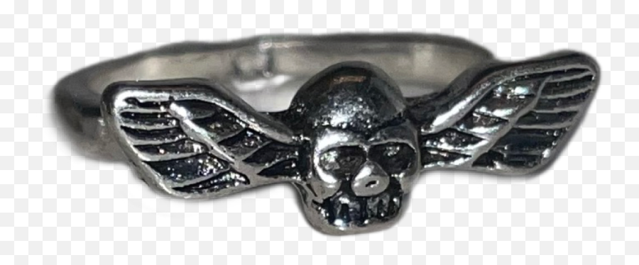 Flying Skull Ring Emoji,Silver Emoji Ring