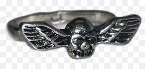 Flying Skull Ring Emoji,Silver Emoji Ring