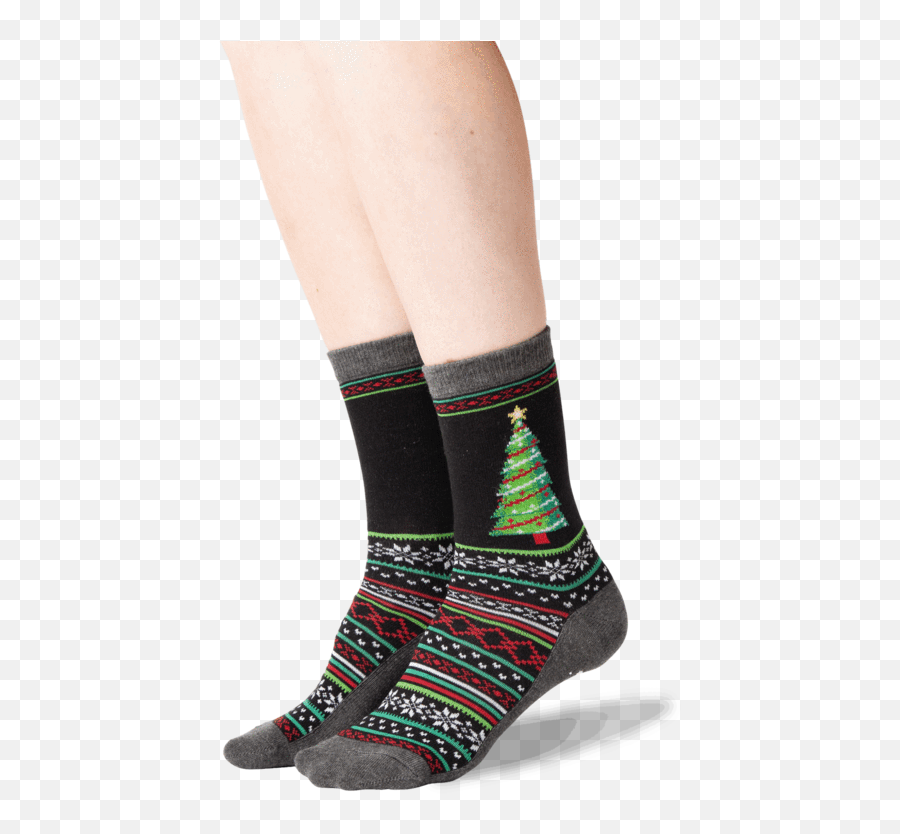 Womenu0027s Christmas Tree Crew Socks U2013 Hotsox - For Teen Emoji,Black Santa Claus Emoji