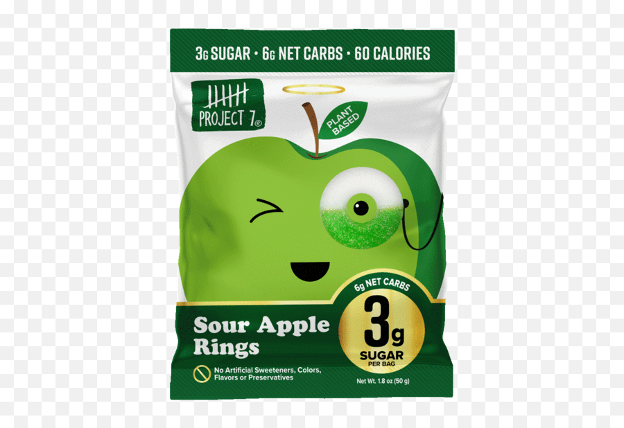Sour Apple Rings - Project 7 Gummies Emoji,Apple With Worm Emoticon