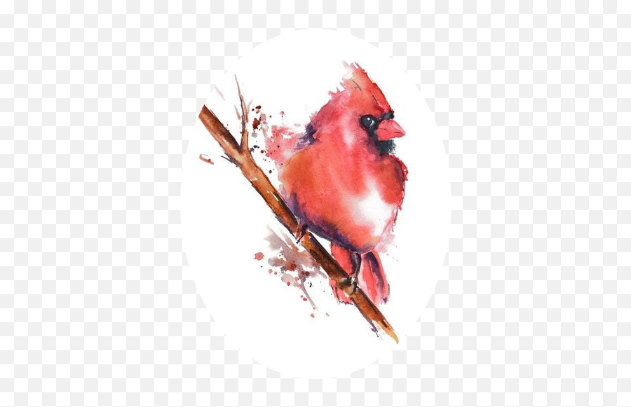 Birds On A Branch Tattoo - Green Your Life Philly Cardinal Watercolor Painting Emoji,Red Bird Emoticon Meaning